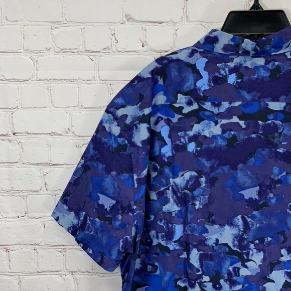 J. Crew Watercolor Blue Camo Print Slim Fit Button - Picture 9 of 12